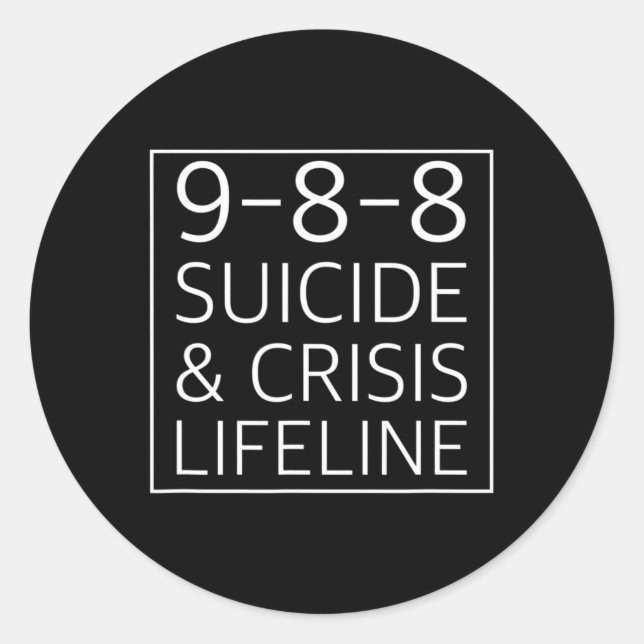 988  - Suicide Awareness Crisis Lifeline 988   Classic Round Sticker (Front)