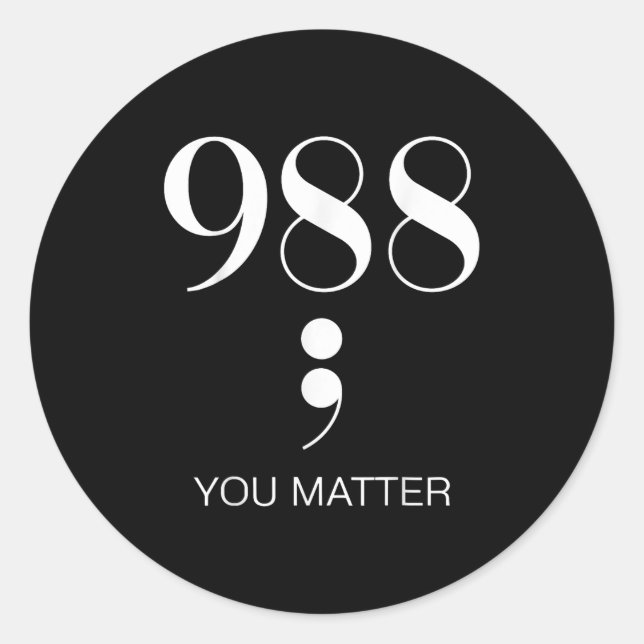 988 Suicide Prevention Awareness  Classic Round Sticker (Front)