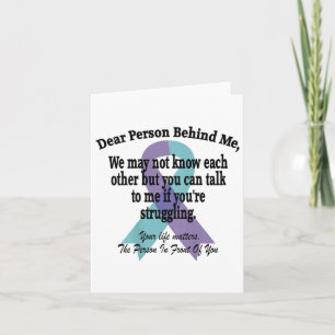 988 Suicide Prevention Awareness Dear Person Behin Card