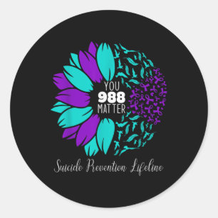 988 Suicide Prevention Awareness Semi-colon You  Classic Round Sticker