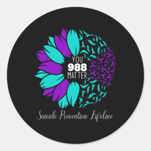 988 Suicide Prevention Awareness Semi-colon You Pr Classic Round Sticker