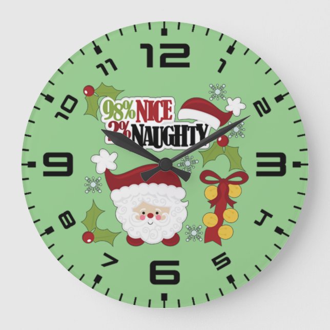 98% Nice 2% Naughty Large Clock (Front)