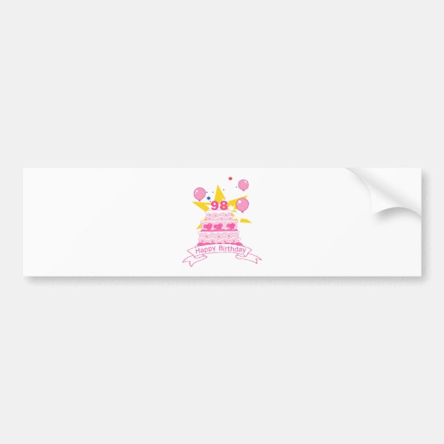 98 Year Old Birthday Cake Bumper Sticker (Front)
