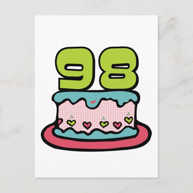 98 Year Old Birthday Cake Postcard (Front)