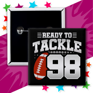 98 Year Old Tackle Football Party 98th Birthday 2 Inch Square Button