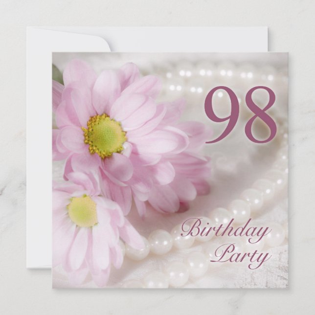 98e Birthday Invitation with daisies (Devant)