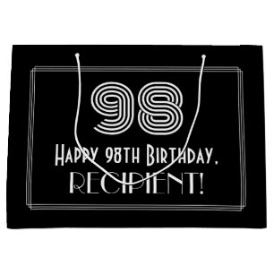 98th Birthday — Art Deco Inspired Look "98" & Na Large Gift Bag