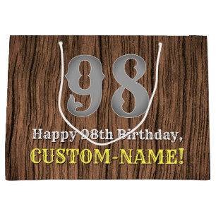 98th Birthday: Country Western Inspired Look, Name Large Gift Bag
