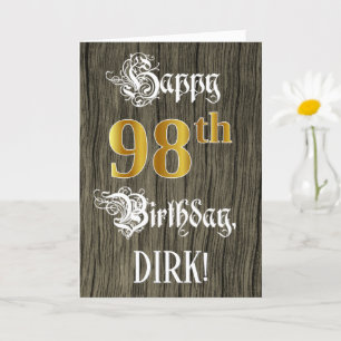 98th Birthday: Faux Gold Look + Faux Wood Pattern Card