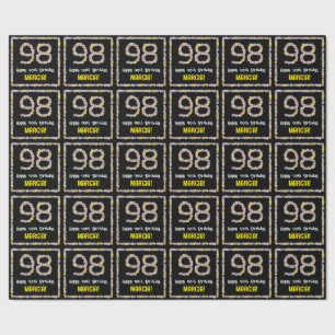 98th Birthday: Floral Flowers Number, Custom Name Wrapping Paper