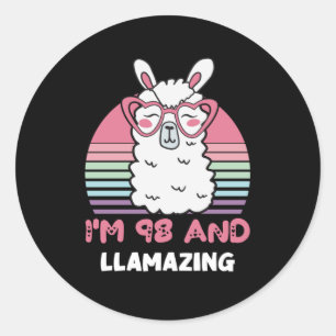 98th Birthday Llamazing Llama 98 Year Old Birthday Classic Round Sticker