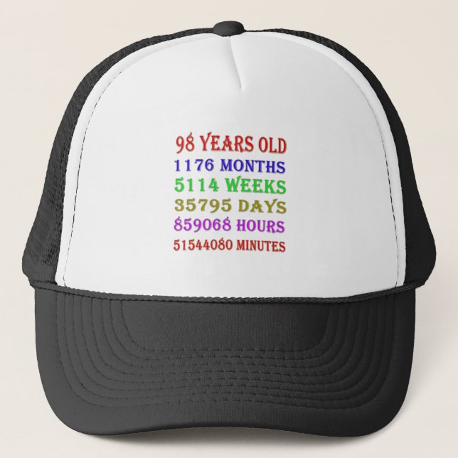 98th  Birthday Milestones Trucker Hat (Front)