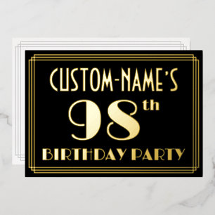 98th Birthday Party: Art Deco Look “98”, w/ Name