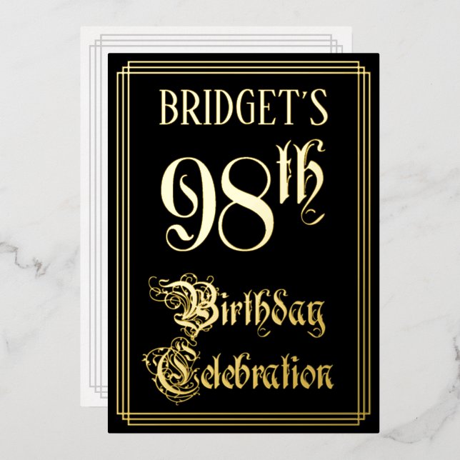 98th Birthday Party — Fancy Script & Custom Name (Front/Back)