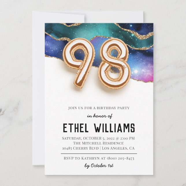 98th Birthday Party Invitation (Front)