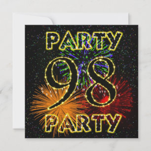 98th birthday party invitation with fireworks