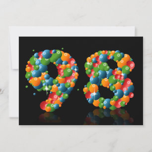 98th Birthday party, with bubbles and balls Invitation