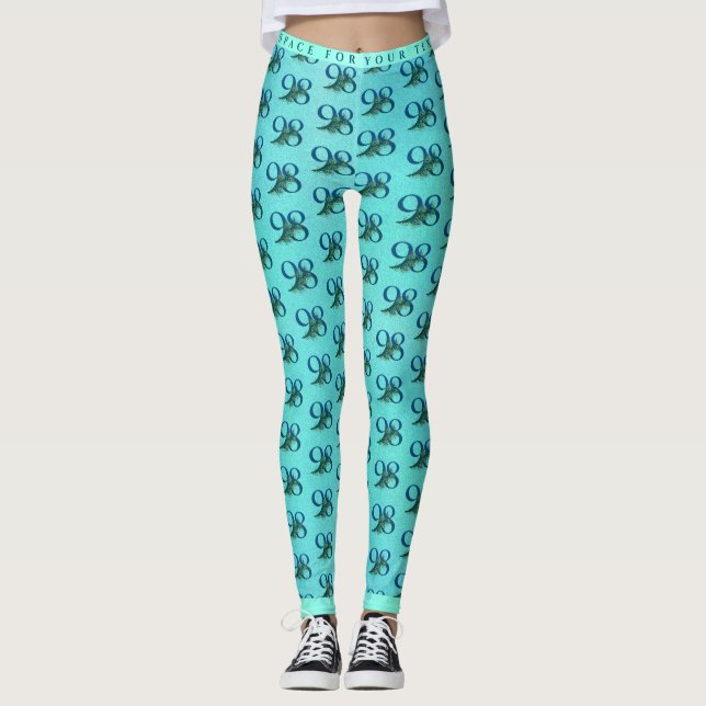 98th Birthday  Peacock Feathers Leggings (Front)