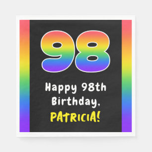 98th Birthday: Rainbow Spectrum # 98, Custom Name Napkin