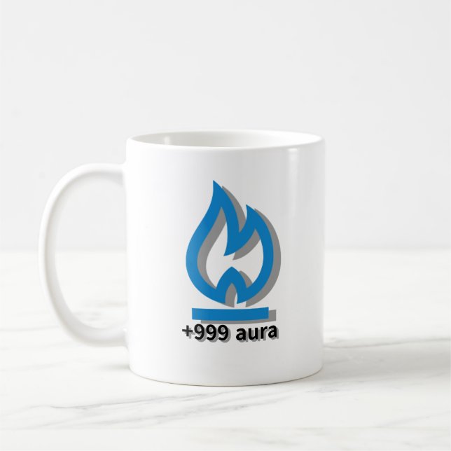 +999 aura reels meme coffee, hot chocolate mug cup (Left)