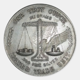 .999 One Troy Ounce Silver Front and Back Classic Round Sticker