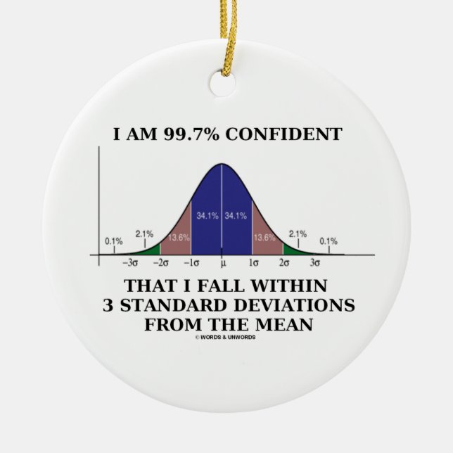 99.7% Confident Fall Within 3 Standard Deviations Ceramic Ornament (Front)