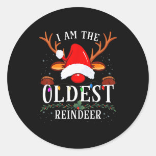 99 Christmas Reindeer Costume Party I Am The Oldes Classic Round Sticker