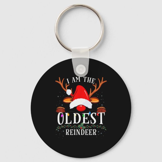 99 Christmas Reindeer Costume Party I Am The Oldes Keychain (Front)