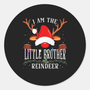 99 I Am The Little Brother Reindeer Christmas Fami Classic Round Sticker