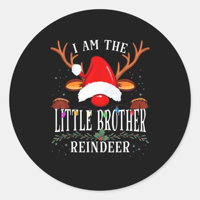 99 I Am The Little Brother Reindeer Christmas Fami Classic Round Sticker (Front)