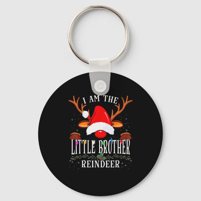 99 I Am The Little Brother Reindeer Christmas Fami Keychain (Front)