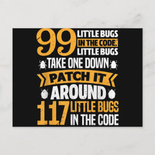 99 Little Bugs In Code Path It 117 Bugs Programer Announcement Postcard