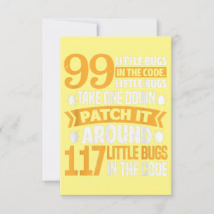 99 Little Bugs In Code Path It 117 Bugs Programer Thank You Card