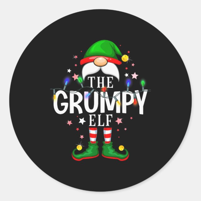99 Matching Christmas Elf Family Pjs - The Mpy Elf Classic Round Sticker (Front)