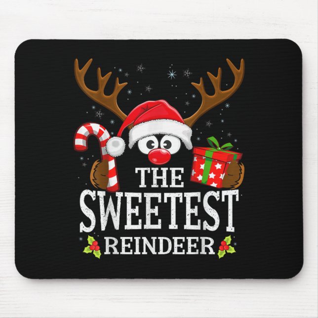 99 Matching Christmas Reindeer Squad - Black Chris Mouse Pad (Front)