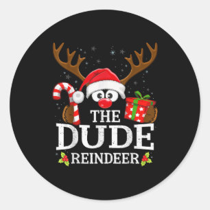 99 Matching Christmas Reindeer Squad Christmas Fam Classic Round Sticker