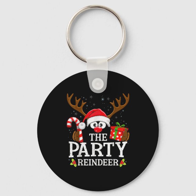 99 Matching Christmas Reindeer Squad Christmas Mat Keychain (Front)