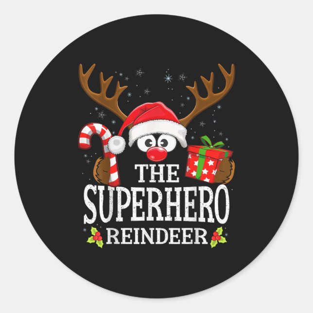 99 Matching Christmas Reindeer Squad - Uni-adults  Classic Round Sticker (Front)