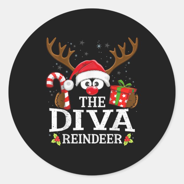 99 Matching Christmas Reindeer Squad Uni-kids Chri Classic Round Sticker (Front)
