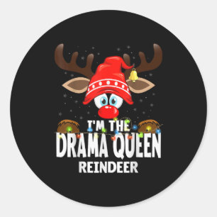 99 Matching Christmas Reindeer - Uni Adult, Black, Classic Round Sticker