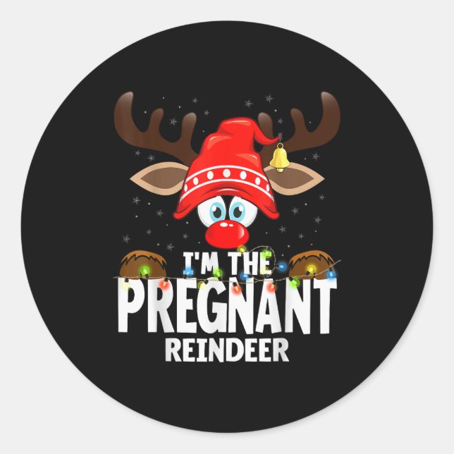 99 Matching Christmas Reindeer - Uni-adults, Black Classic Round Sticker (Front)
