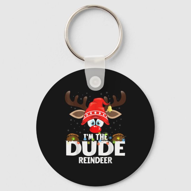 99 Matching Christmas Reindeer - Uni-adults, Black Keychain (Front)