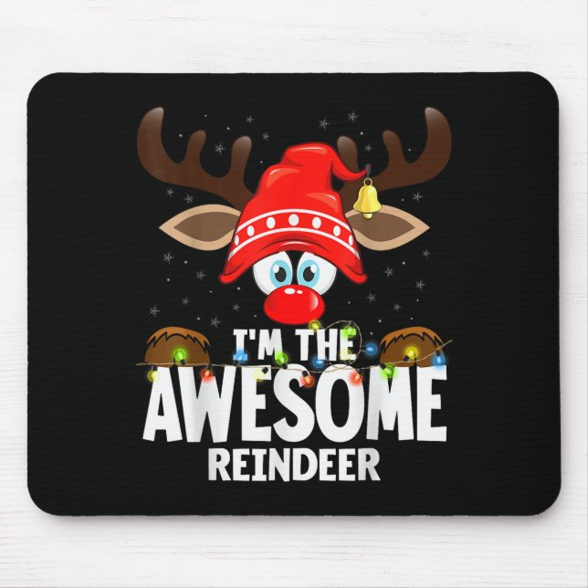 99 Matching Christmas Reindeer - Uni-adults, Black Mouse Pad (Front)