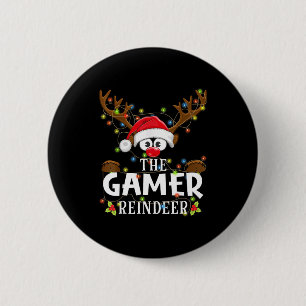 99 Matching Christmas The Gamer Reindeer Pajama  2 Inch Round Button