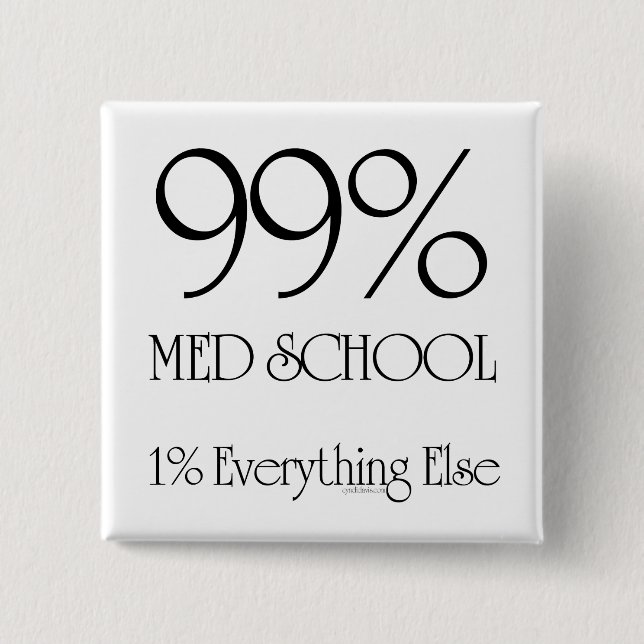 99% Med School 2 Inch Square Button (Front)