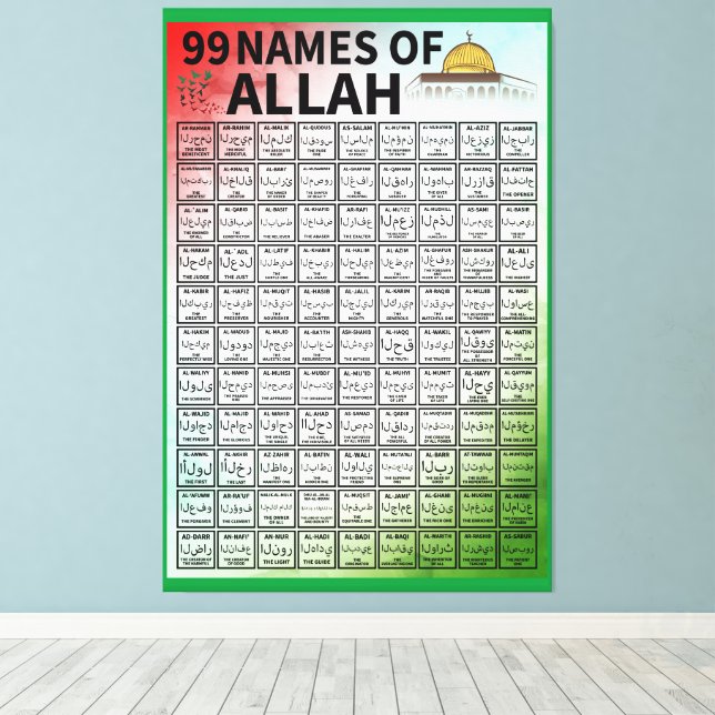 99 NAMES OF ALLAH CANVAS PRINT (Insitu(Wood Floor))