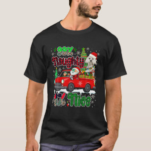 99 Naughty 1 Nice Xmas Santa Maltese On Pickup Tru T-Shirt