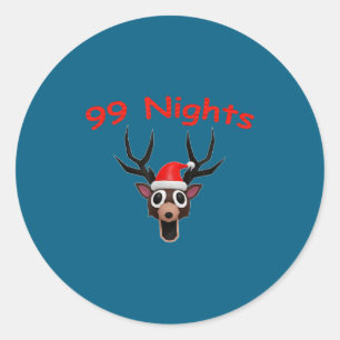 99 Nights Christmas Deer Gamer Fan Merch  Classic Round Sticker