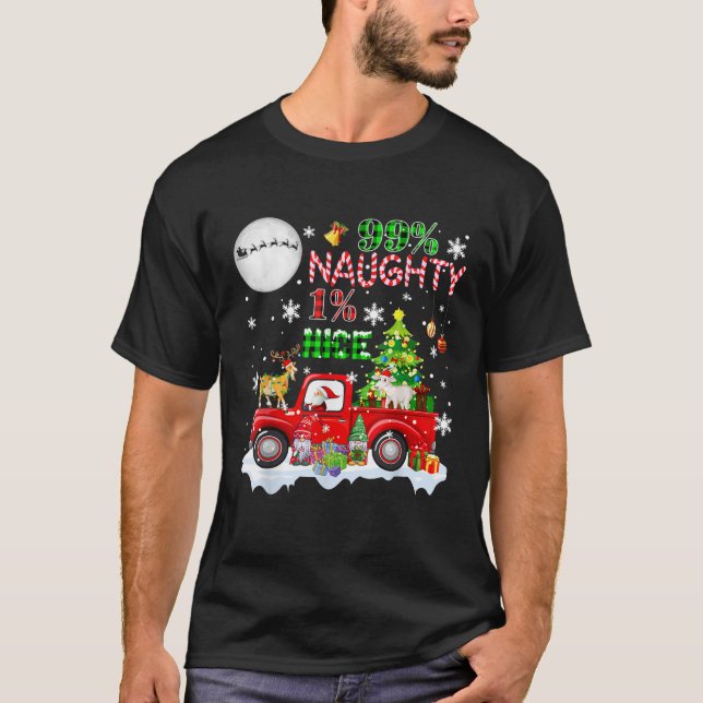 99 Percent Naughty 1 Nice Three Santa Reindeer Goa T-Shirt (Front)