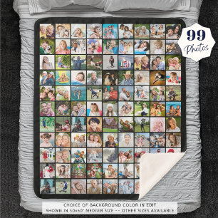 99 Photo Collage Square Pictures Sherpa Blanket